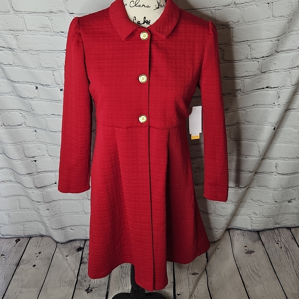 Purple Rose Girls Red Collared Dress Coat Size 16 NWT